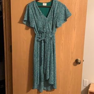 Faux wrap high low dress